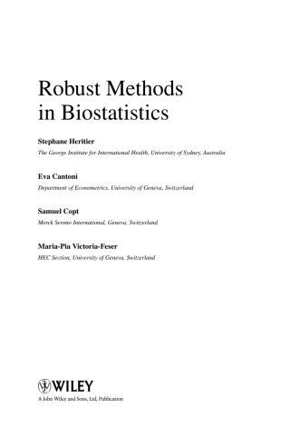 Cover image: Robust Methods in Biostatistics 1st edition 9780470027264