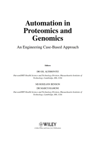 Imagen de portada: Automation in Proteomics and Genomics: An Engineering Case-Based Approach 1st edition 9780470727232