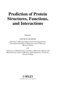 Cover image: Prediction of Protein Structures, Functions, and Interactions 1st edition 9780470517673