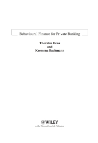 Cover image: Behavioural Finance for Private Banking 1st edition 9780470779996