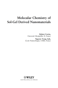 Cover image: Molecular Chemistry of Sol-Gel Derived Nanomaterials 1st edition 9780470721179