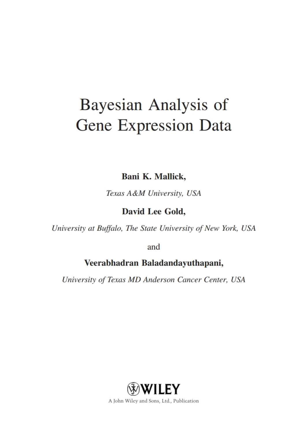 Bayesian Analysis of Gene Expression Data 1st Edition