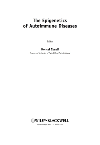 Cover image: The Epigenetics of Autoimmune Diseases 1st edition 9780470758618