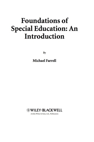 Titelbild: Foundations of Special Education: An Introduction 1st edition 9780470753972