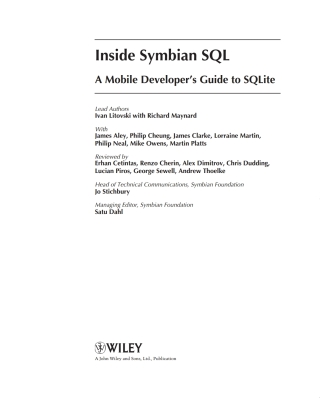 صورة الغلاف: Inside Symbian SQL: A Mobile Developer's Guide to SQLite 1st edition 9780470744024