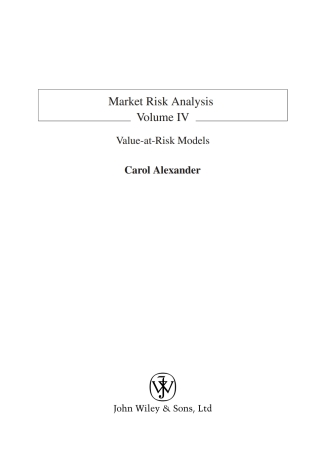 Cover image: Market Risk Analysis, Value at Risk Models 1st edition 9780470997888