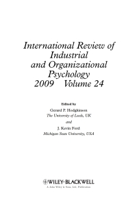 Cover image: International Review of Industrial and Organizational Psychology 2009 1st edition 9780470680001