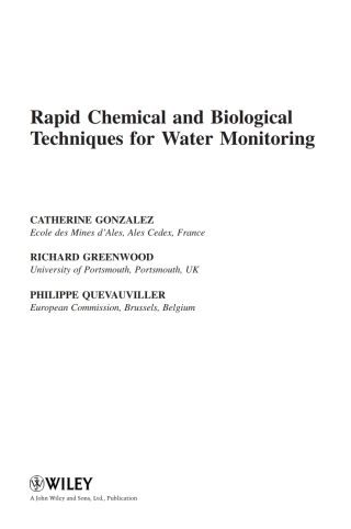 Cover image: Rapid Chemical and Biological Techniques for Water Monitoring 1st edition 9780470058114