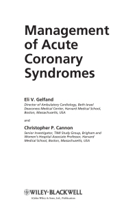 Cover image: Management of Acute Coronary Syndromes 1st edition 9780470725573