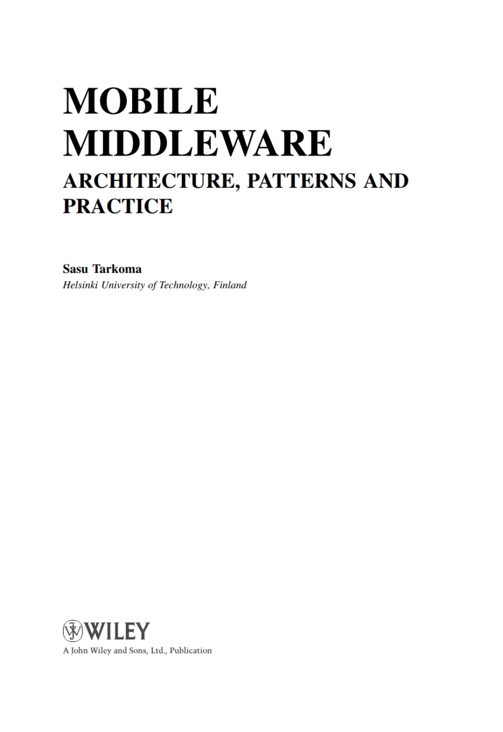 Mobile Middleware Supporting Applications and Services 1st Edition