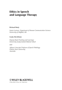 Cover image: Ethics in Speech and Language Therapy 1st edition 9780470058886