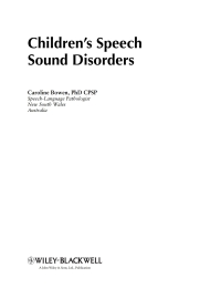 Cover image: Children's Speech Sound Disorders 1st edition 9780470723647