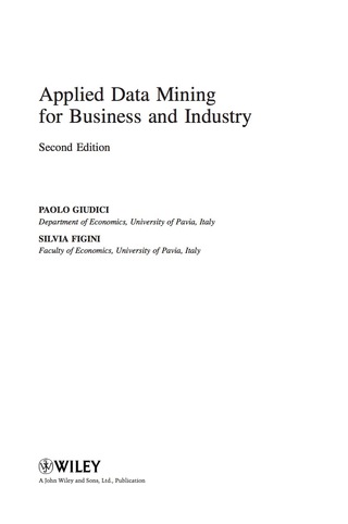 Cover image: Applied Data Mining for Business and Industry 2nd edition 9780470058879