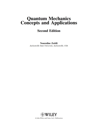 Cover image: Quantum Mechanics: Concepts and Applications, 2nd Edition 1st edition 9780470026786