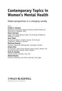 Cover image: Contemporary Topics in Women's Mental Health: Global perspectives in a changing society 1st edition 9780470754115