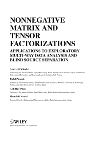 Cover image: Nonnegative Matrix and Tensor Factorizations 1st edition 9780470746660