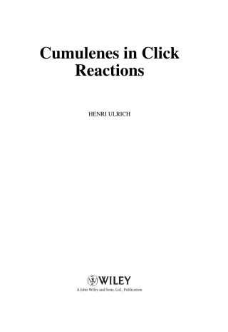 Cover image: Cumulenes in Click Reactions 1st edition 9780470779323