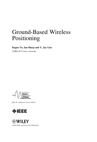 Cover image: Ground-Based Wireless Positioning 1st edition 9780470747049