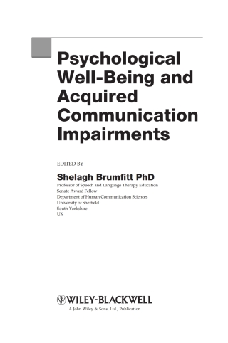 Cover image: Psychological Well Being and Acquired Communication Impairment 1st edition 9780470065433