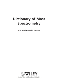 Cover image: Dictionary of Mass Spectrometry 1st edition 9780470027615