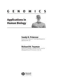 Cover image: Genomics: Applications in Human Biology 1st edition 9781405108195