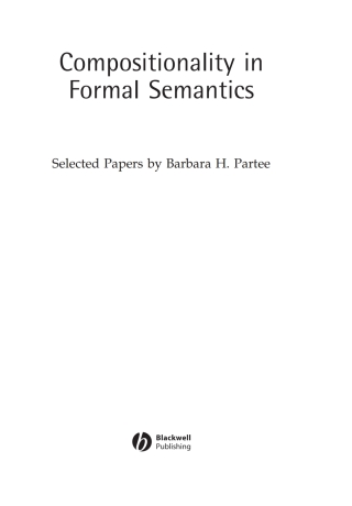Imagen de portada: Compositionality in Formal Semantics 1st edition 9781405109352