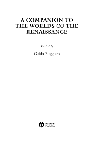 Cover image: A Companion to the Worlds of the Renaissance 1st edition 9781405157834