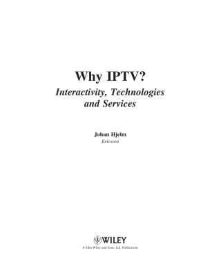 Imagen de portada: Why IPTV? 1st edition 9780470998052