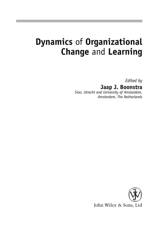 Cover image: Dynamics of Organizational Change and Learning 1st edition 9780471877370