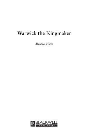 Imagen de portada: Warwick the Kingmaker 1st edition 9780631162599