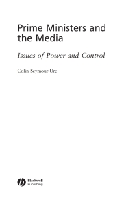 Cover image: Prime Ministers and the Media 1st edition 9780631166870