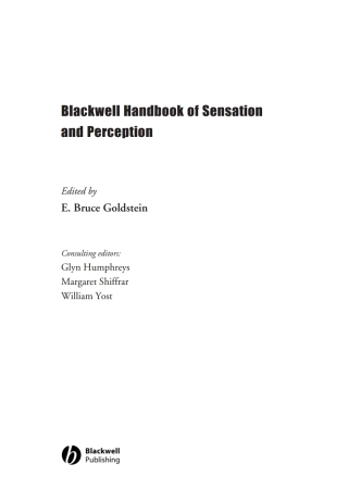 Cover image: Blackwell Handbook of Sensation and Perception 1st edition 9780631206842