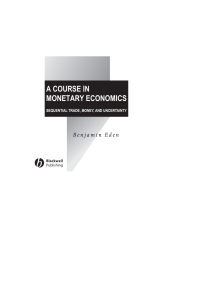 Cover image: A Course in Monetary Economics 1st edition 9780631215653