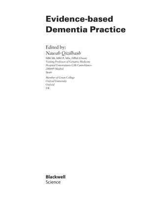 Cover image: Evidence-based Dementia Practice 1st edition 9780632052967