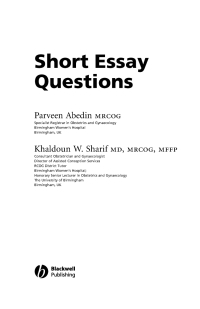 Imagen de portada: MRCOG II Short Essay Questions 1st edition 9781405100205