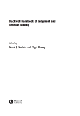 Imagen de portada: Blackwell Handbook of Judgment and Decision Making 1st edition 9781405107464
