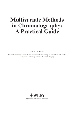 Imagen de portada: Multivariate Methods in Chromatography 1st edition 9780470058206