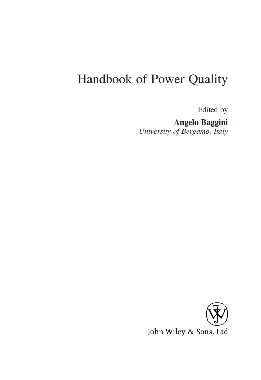 Handbook of Power Quality 1st Edition