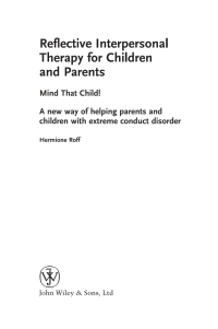 Cover image: Reflective Interpersonal Therapy for Children and Parents 1st edition 9780470986486