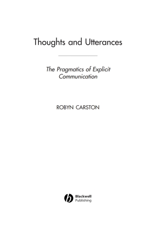 Immagine di copertina: Thoughts and Utterances 1st edition 9780631178910