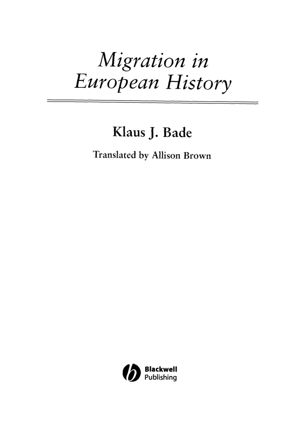 Migration in European History 1st Edition