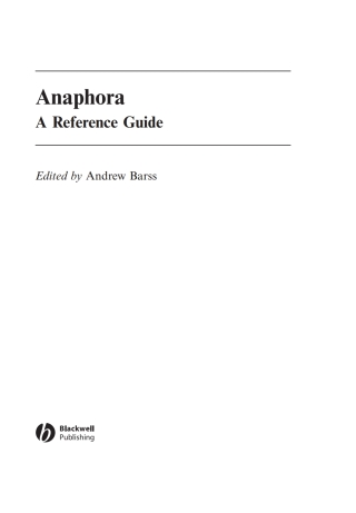 Titelbild: Anaphora 1st edition 9780631211181