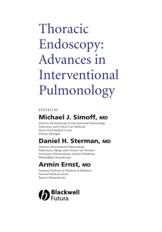 Imagen de portada: Thoracic Endoscopy 1st edition 9781405122047