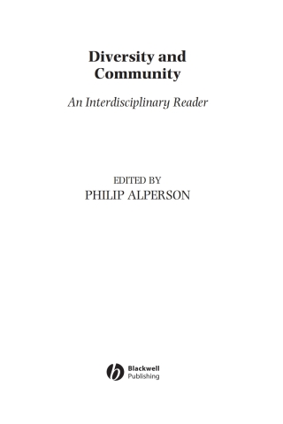 Cover image: Diversity and Community 1st edition 9780631219460