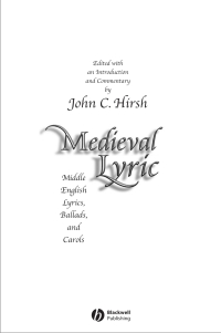 صورة الغلاف: Medieval Lyric 1st edition 9781405114820