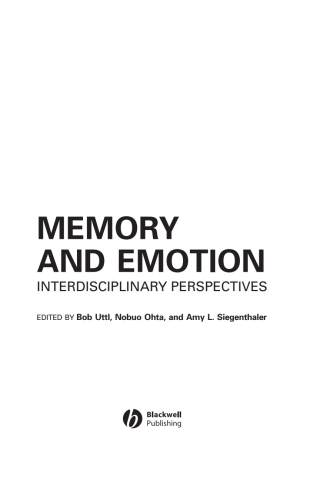 Cover image: Memory and Emotion 1st edition 9781405139823