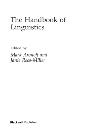 Imagen de portada: The Handbook of Linguistics 1st edition 9780631204978