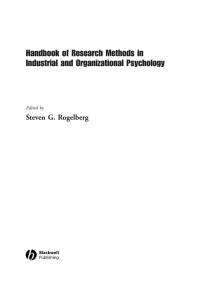 Cover image: Handbook of Research Methods in Industrial and Organizational Psychology 1st edition 9781405127004