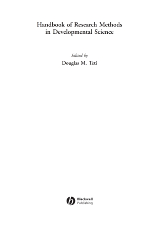Imagen de portada: Handbook of Research Methods in Developmental Science 1st edition 9780631222613