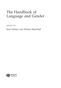 Cover image: The Handbook of Language and Gender 1st edition 9780631225027